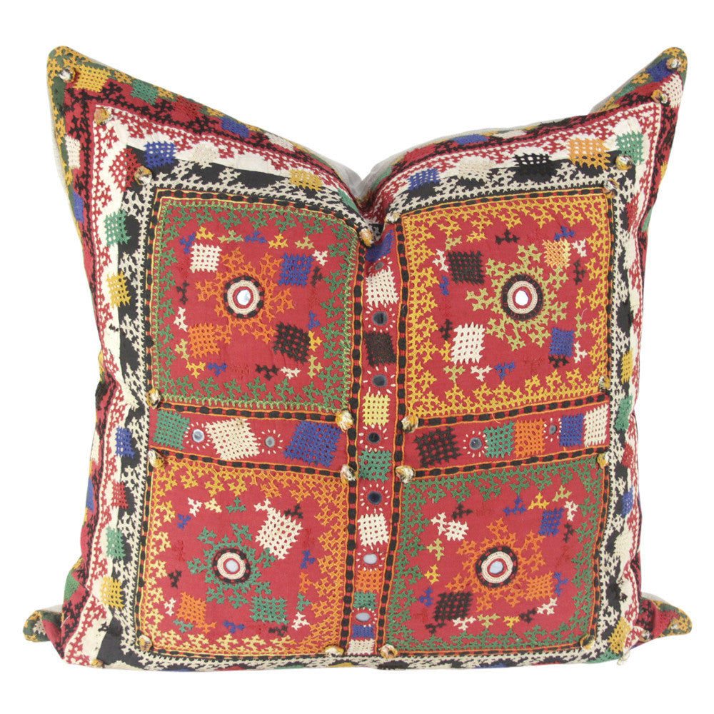 Large Antique Square Reshmi Sutra Pillow