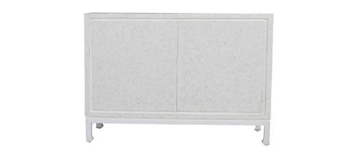 White Floral Bone Inlay Cabinet