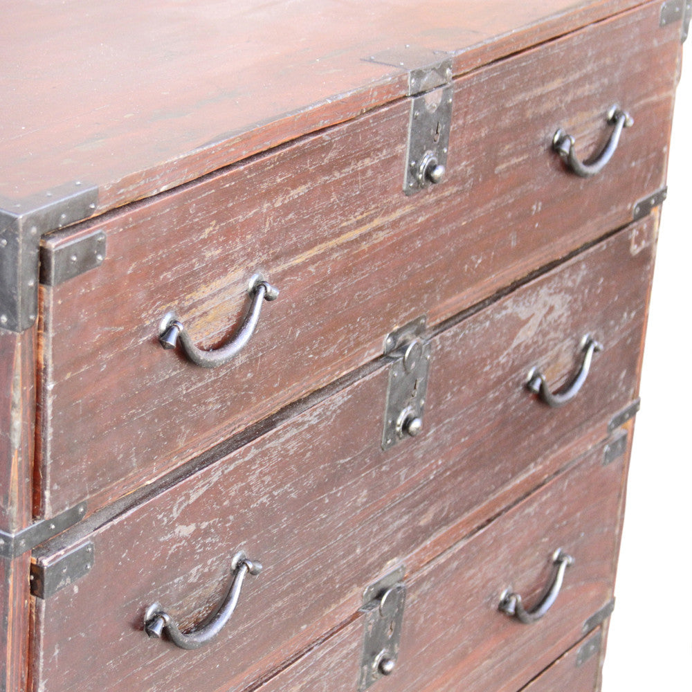 Antique Urushi Lacquer Japanese Tansu Dresser