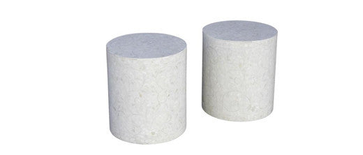 Floral Mother Of Pearl Inlay Drum Table