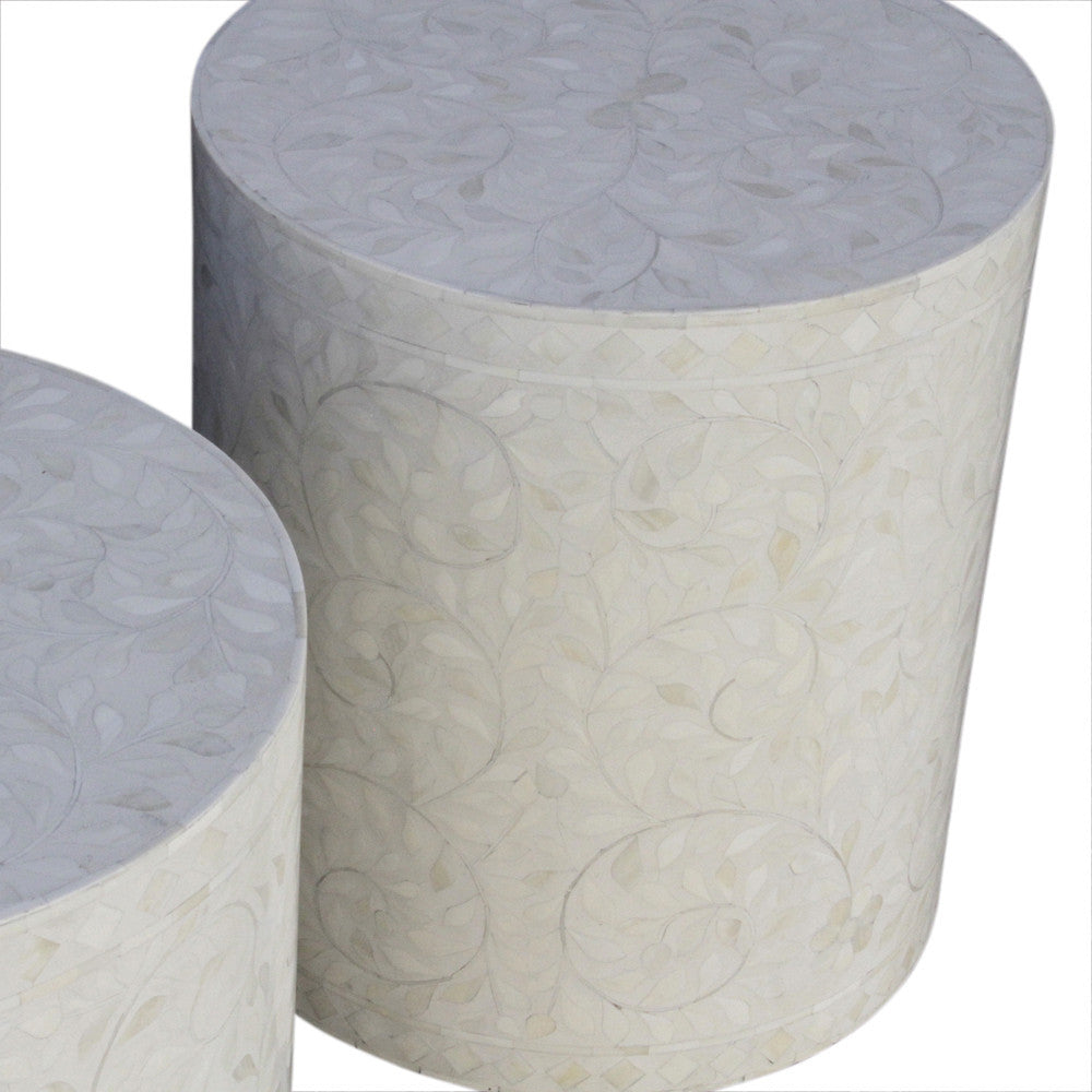 Floral Mother Of Pearl Inlay Drum Table