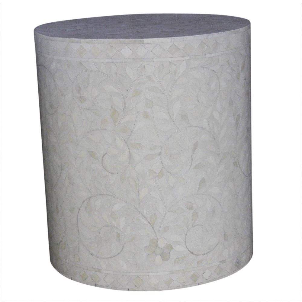 Floral Mother Of Pearl Inlay Drum Table