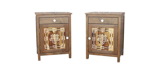 Bone Inlay Nightstand Cabinet