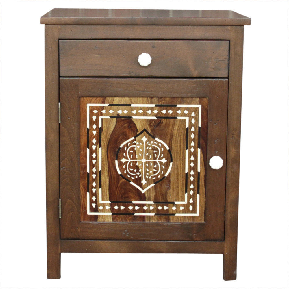 Bone Inlay Nightstand Cabinet