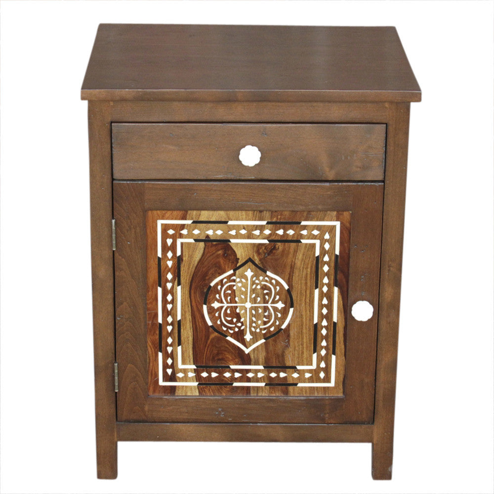Bone Inlay Nightstand Cabinet