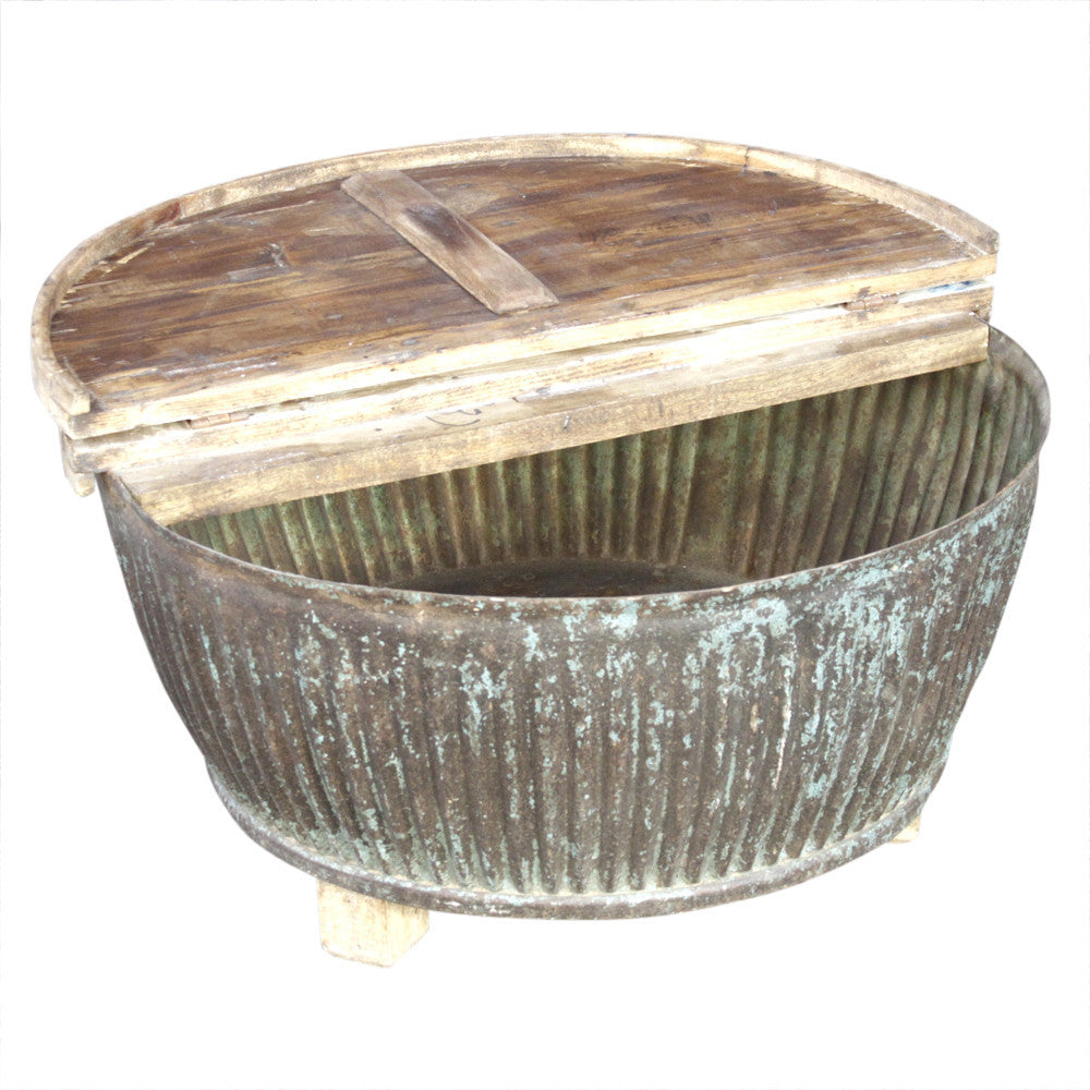 Aged Green Drum Coffee Table