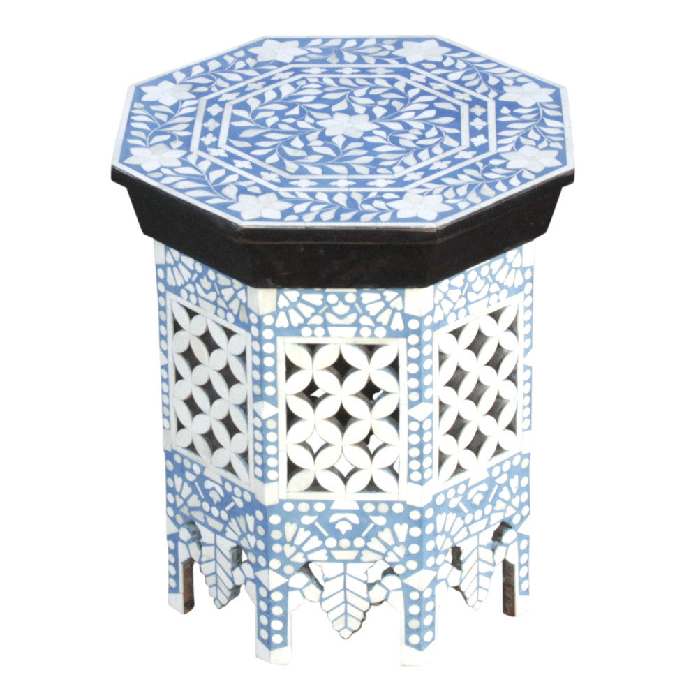Powder Blue Moorish Bone Inlay Table