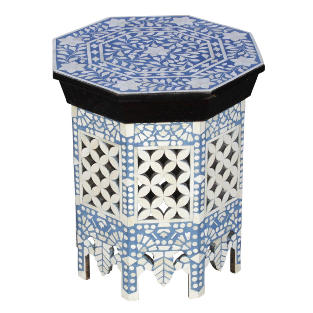 Powder Blue Moorish Bone Inlay Table
