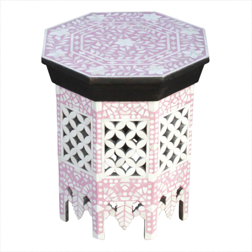 Pink Blush Moorish Bone Inlay Table