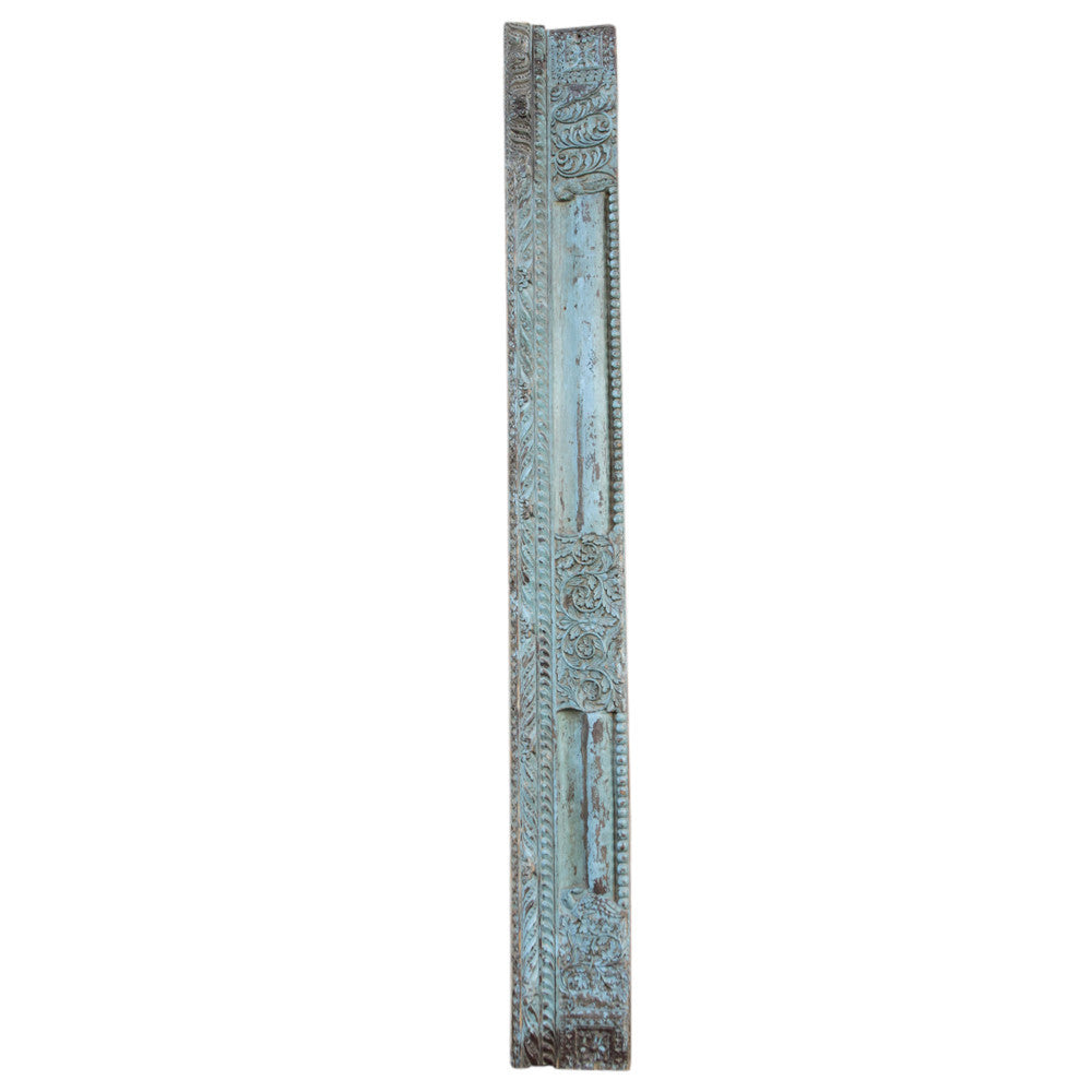 Antique Architectural Carved Turquoise Beam