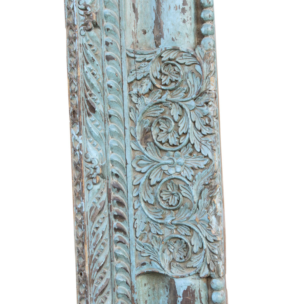 Antique Architectural Carved Turquoise Beam