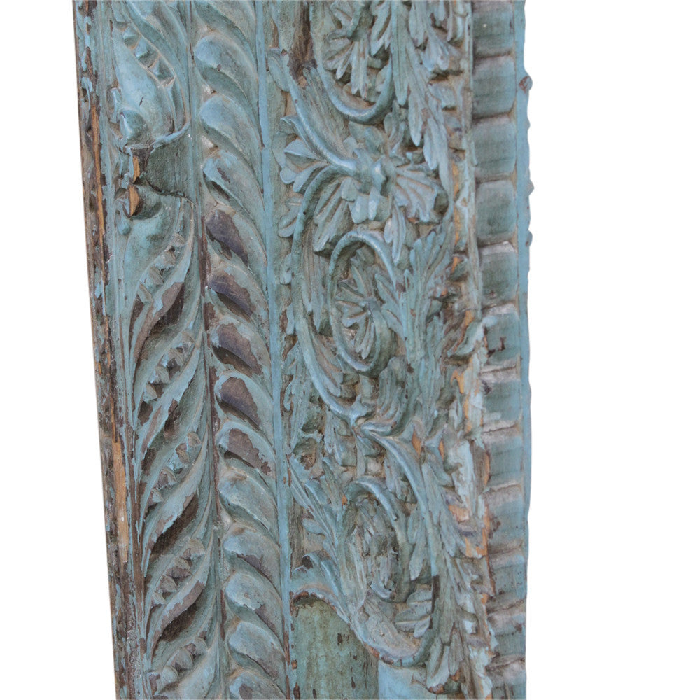 Antique Architectural Carved Turquoise Beam