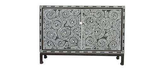 Floral Bone Inlay Cabinet