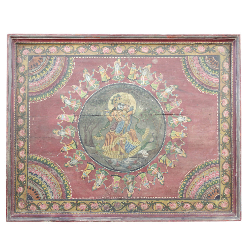 Fantastic Original Krishna Wooden Panel