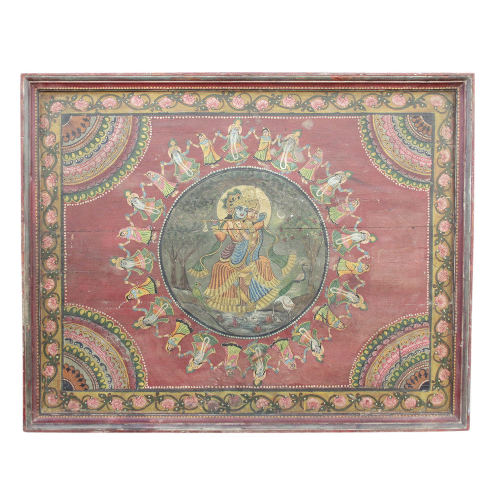 Fantastic Original Krishna Wooden Panel