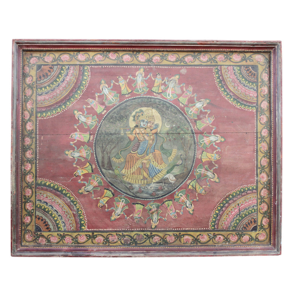 Fantastic Original Krishna Wooden Panel