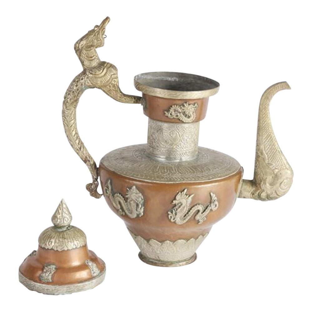 Vintage Silver And Copper Kettle
