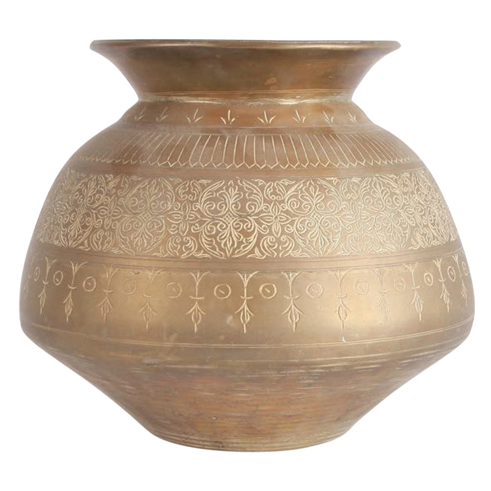 Vintage Engraved Brass Vase