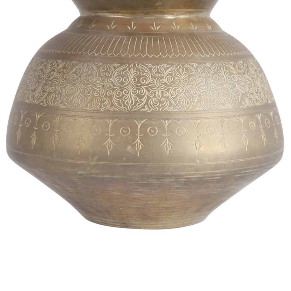 Vintage Engraved Brass Vase