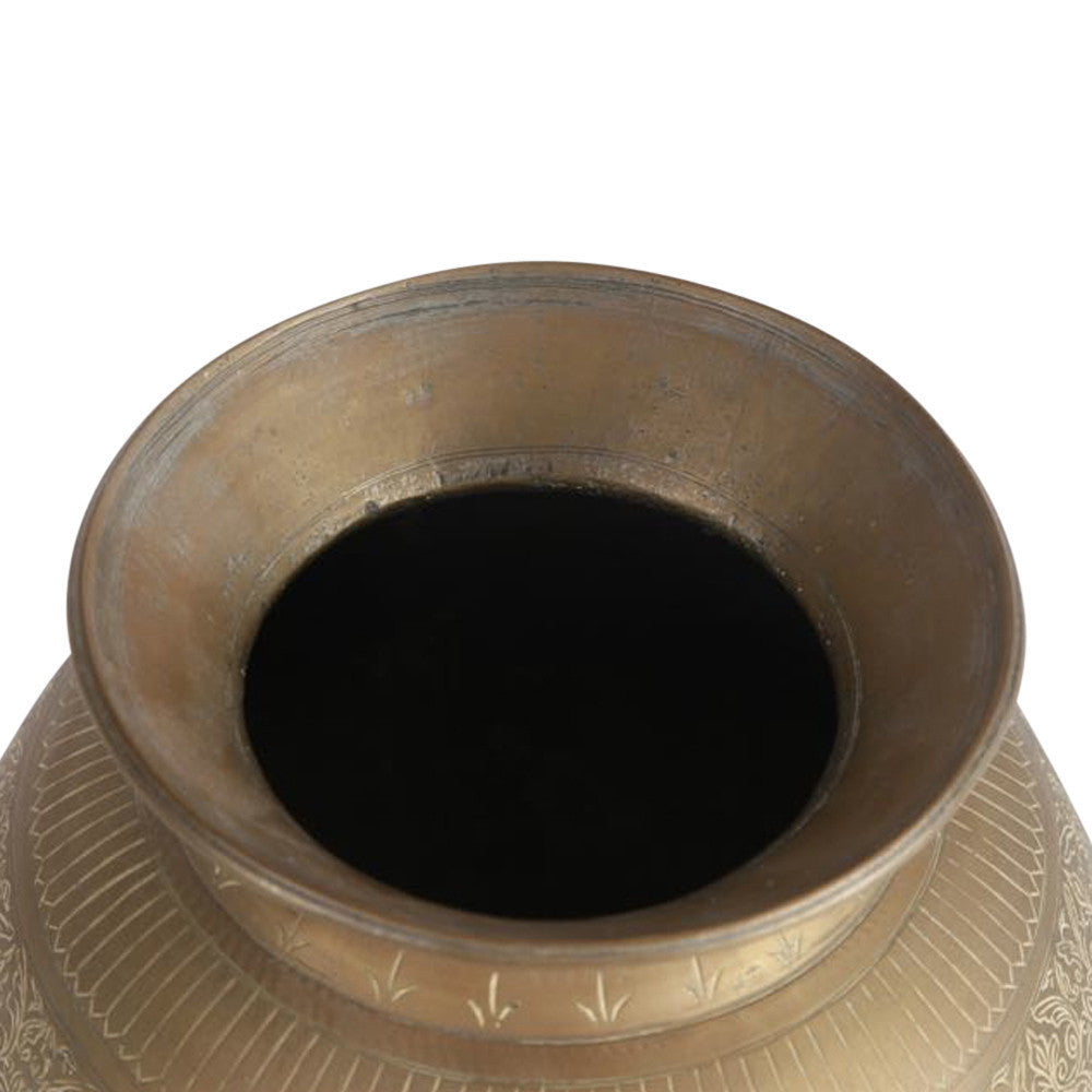 Vintage Engraved Brass Vase