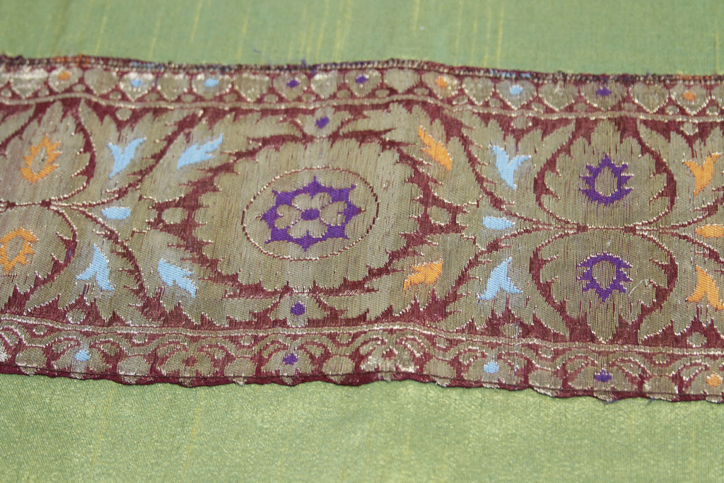 Chakra Striped Green Beaded Heritage Silk Runner