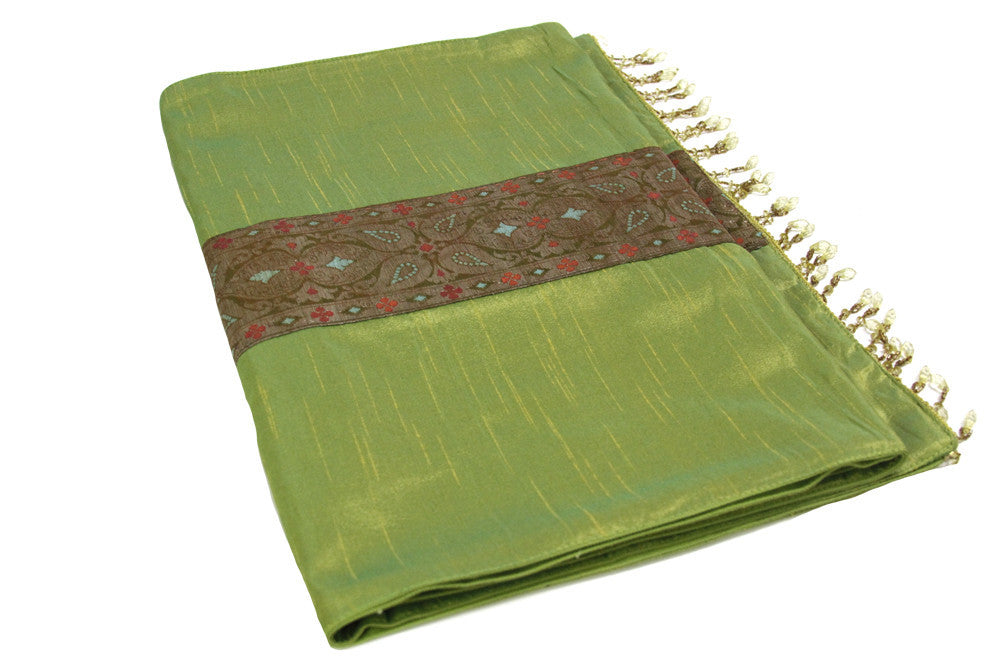 Foliage Striped Green Beaded Heritage Silk Runner