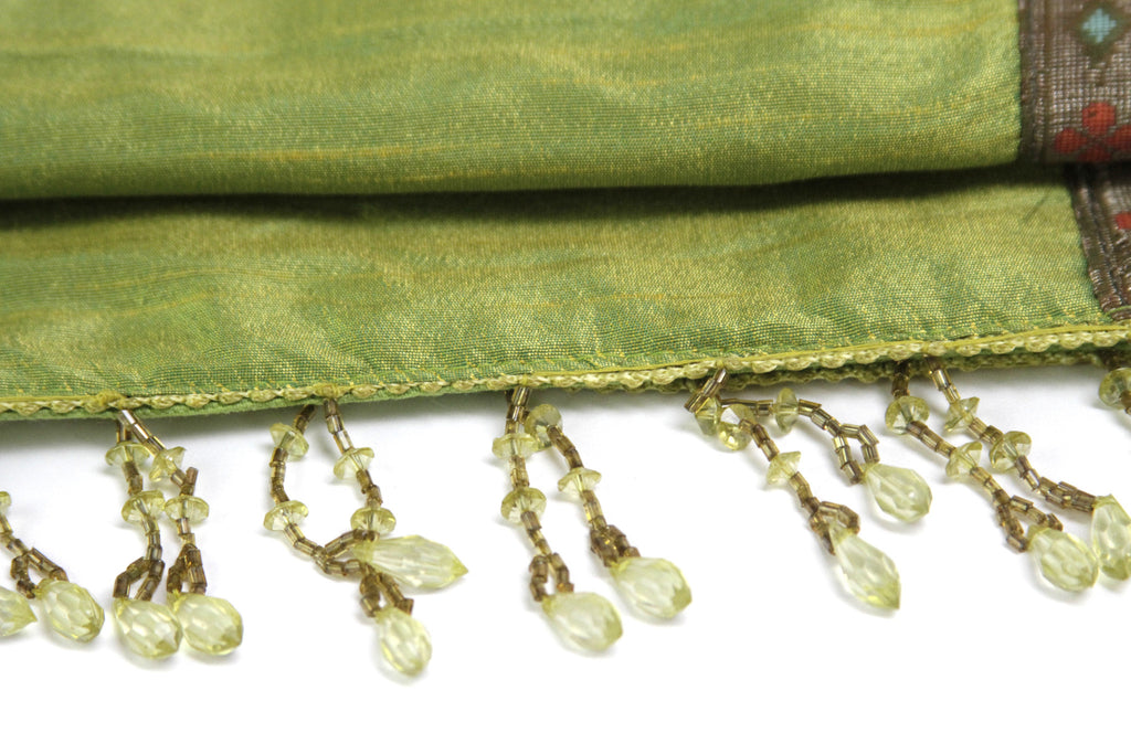 Foliage Striped Green Beaded Heritage Silk Runner