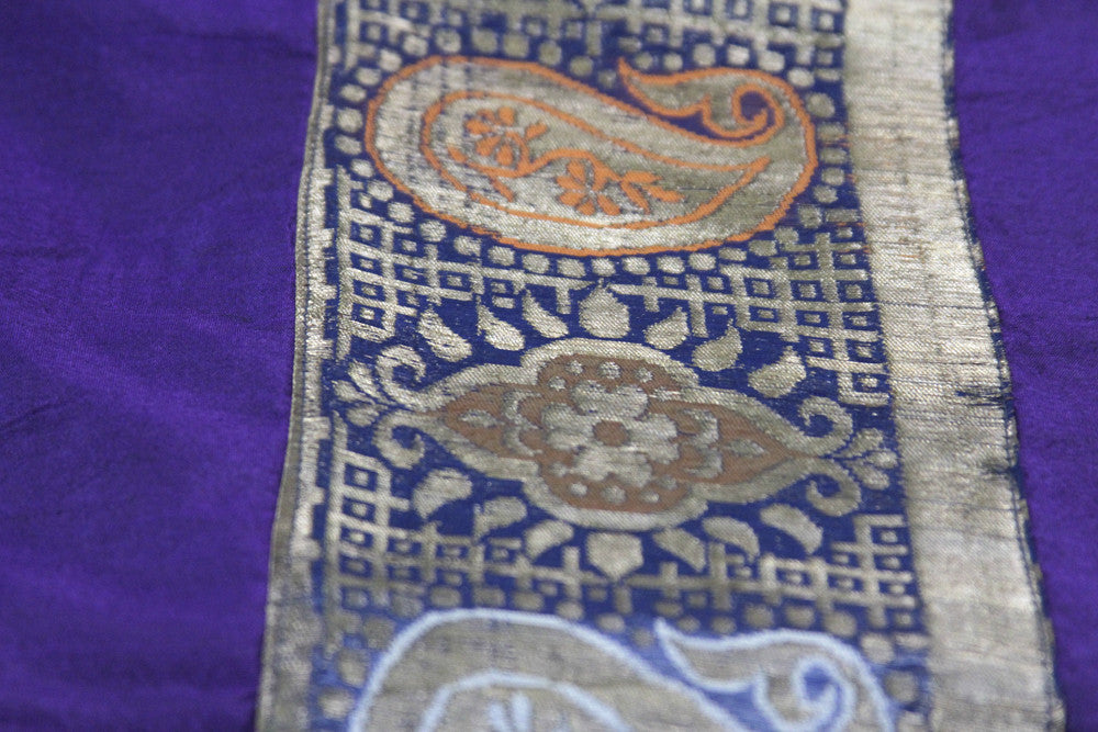 Paisley Striped Purple Beaded Heritage Silk Runner
