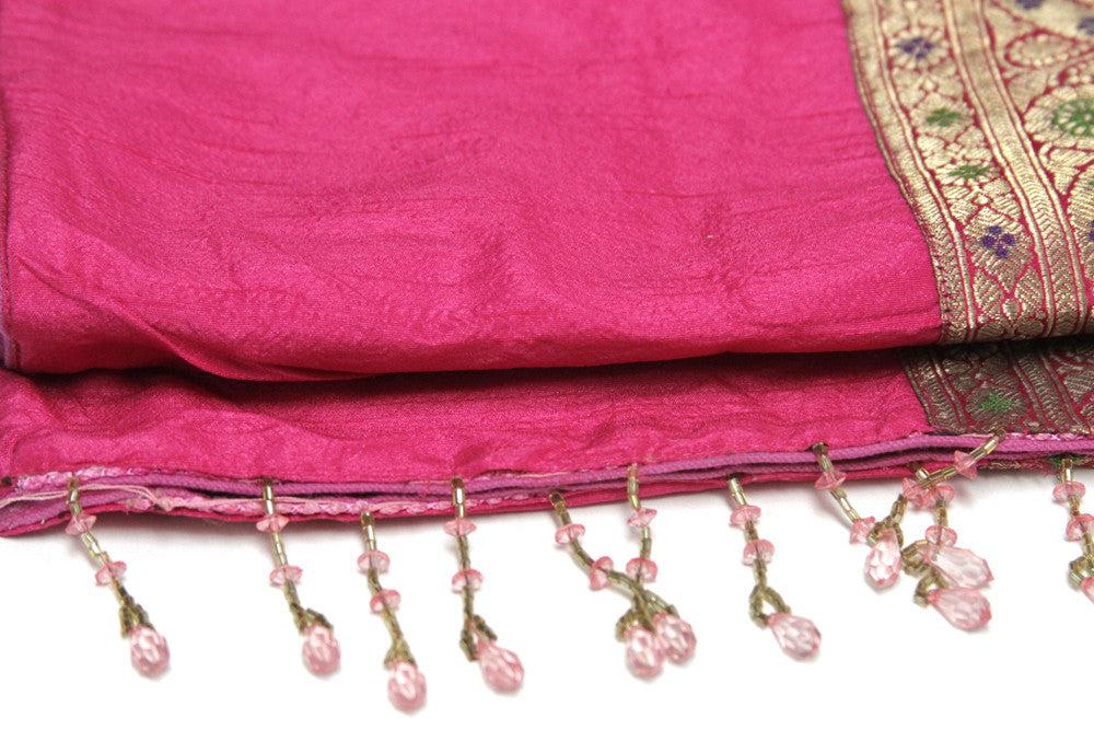 Fuschia Beaded Heritage Silk Runner