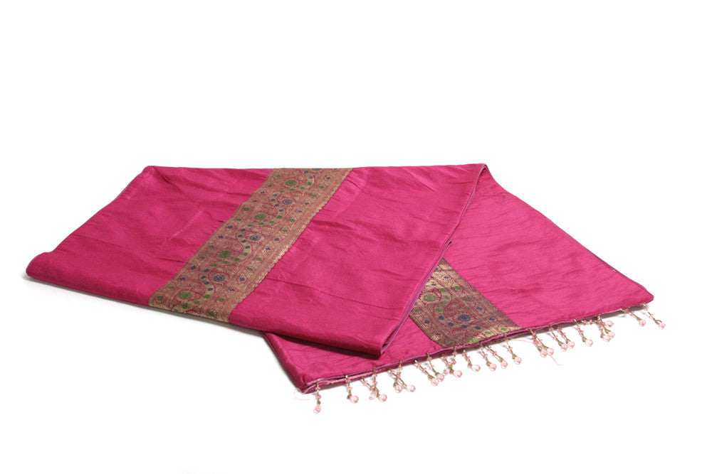 Fuschia Beaded Heritage Silk Runner