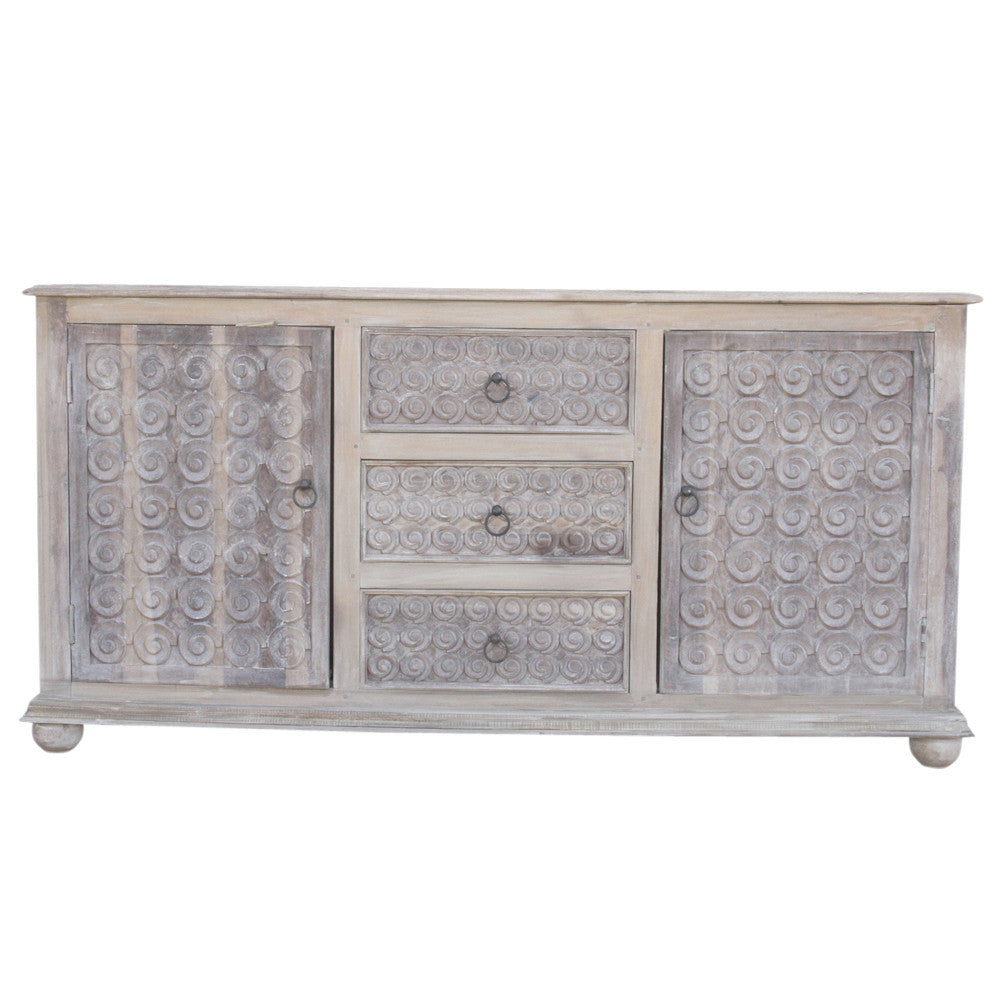 Anglo Whitewash Scroll Sideboard