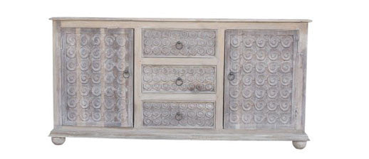 Anglo Whitewash Scroll Sideboard