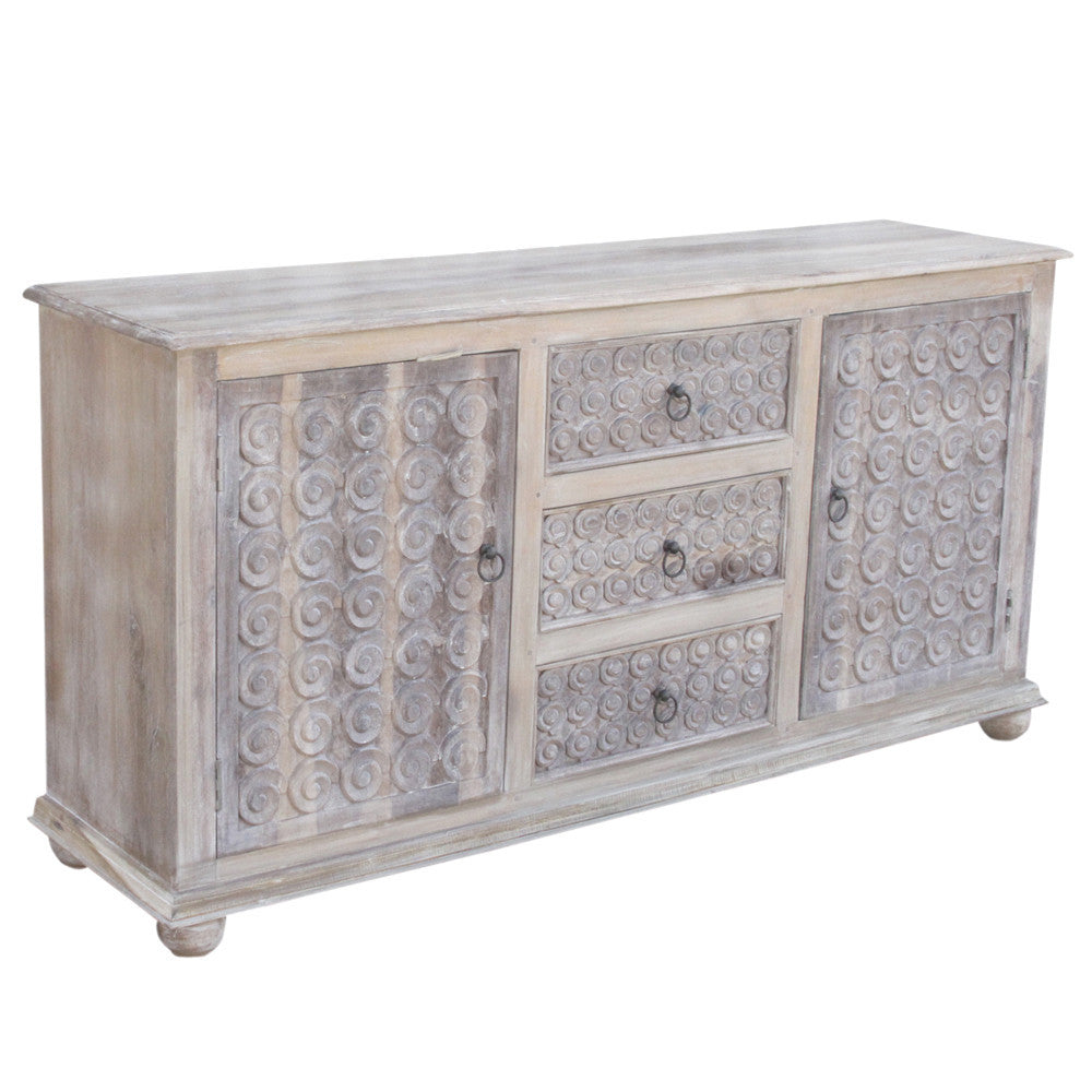 Anglo Whitewash Scroll Sideboard