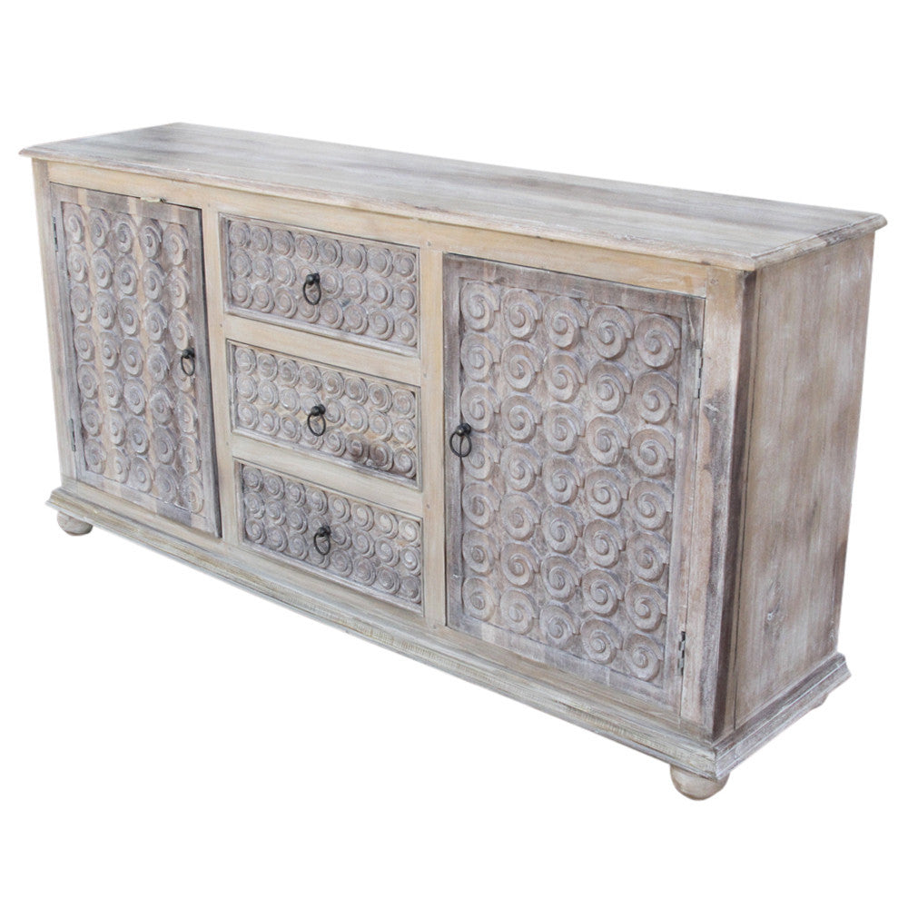 Anglo Whitewash Scroll Sideboard