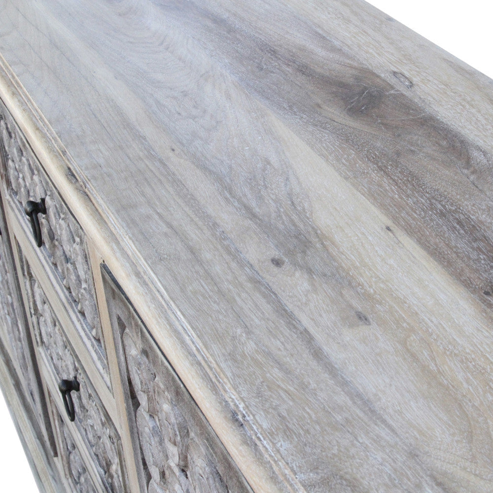 Anglo Whitewash Scroll Sideboard