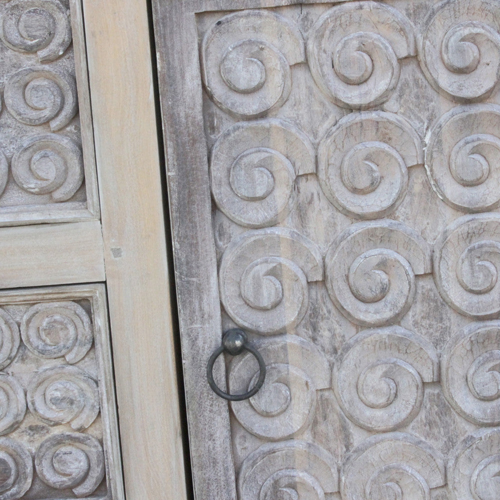 Anglo Whitewash Scroll Sideboard