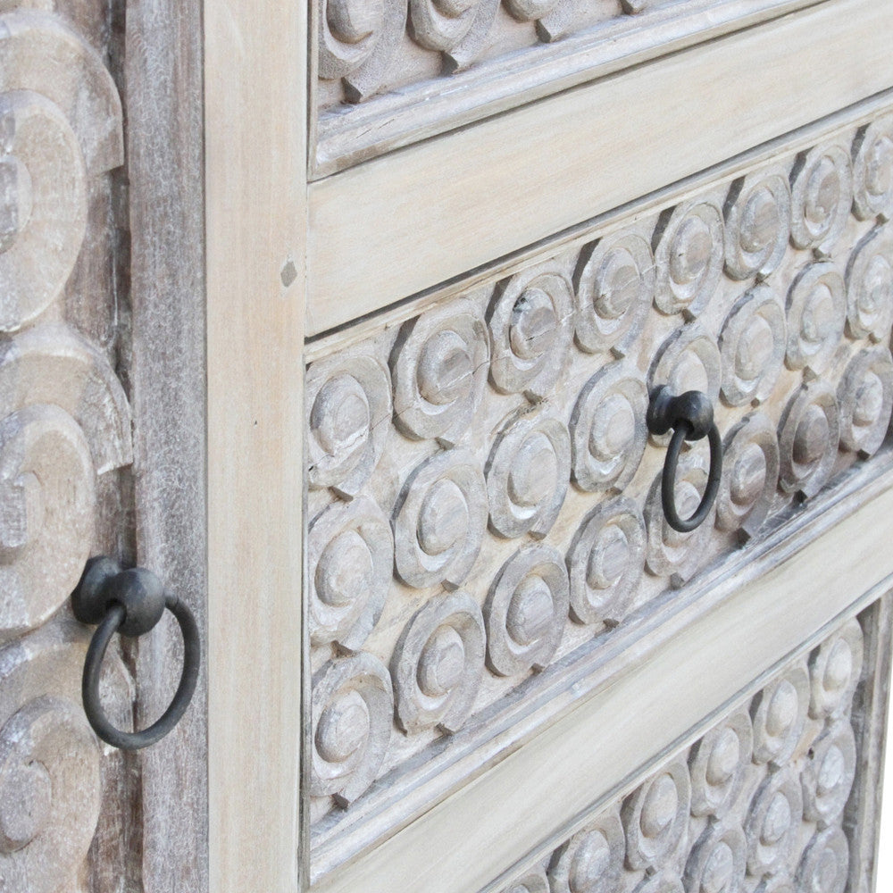 Anglo Whitewash Scroll Sideboard