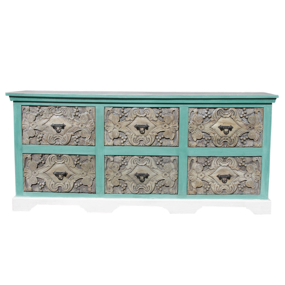 Aqua Carved Dresser