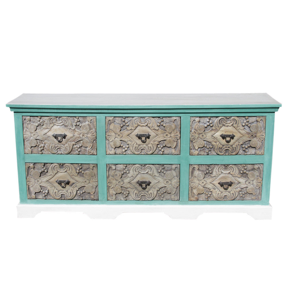 Aqua Carved Dresser