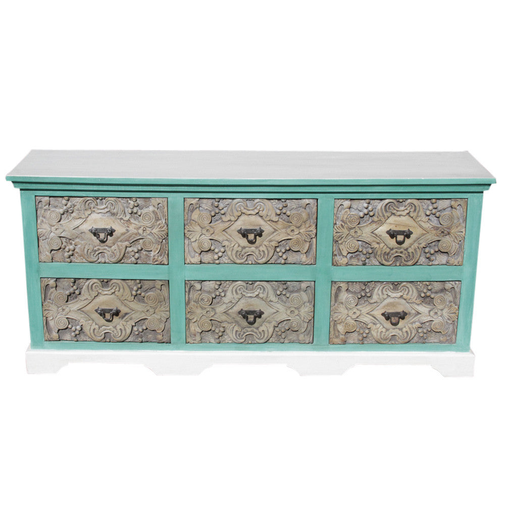Aqua Carved Dresser