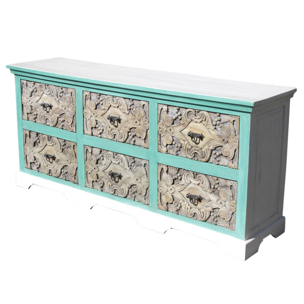 Aqua Carved Dresser
