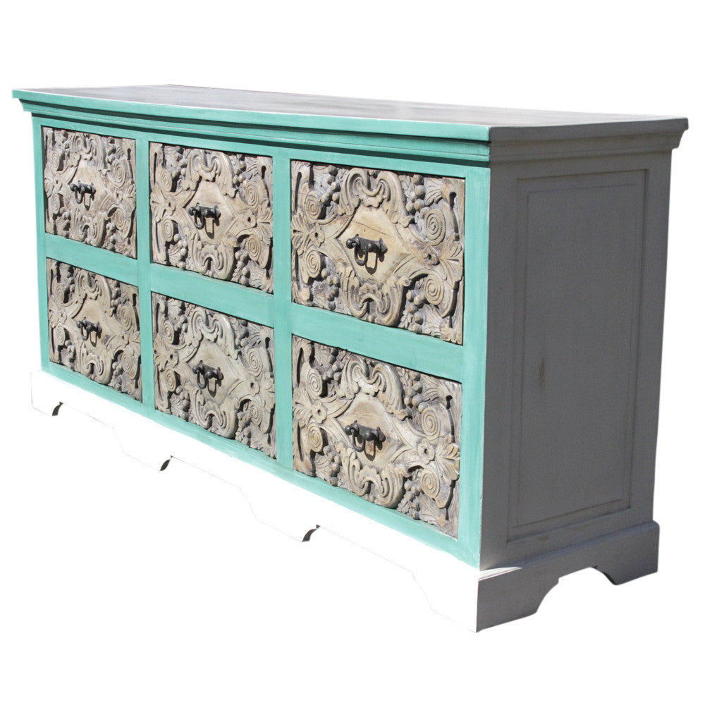 Aqua Carved Dresser