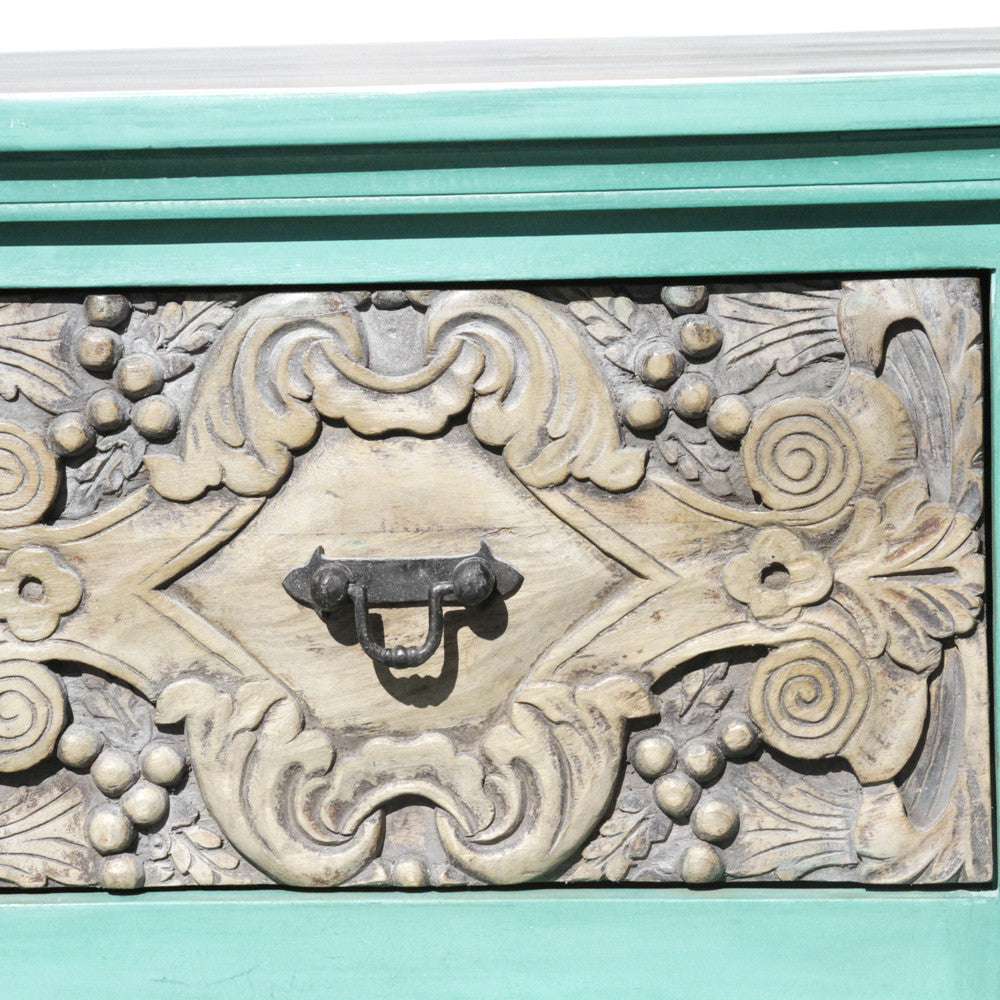Aqua Carved Dresser
