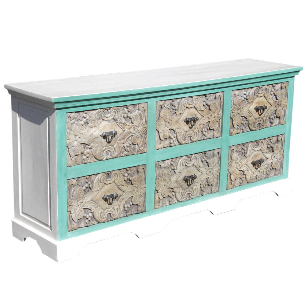 Aqua Carved Dresser