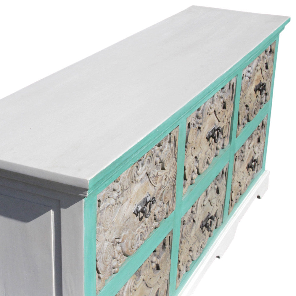 Aqua Carved Dresser