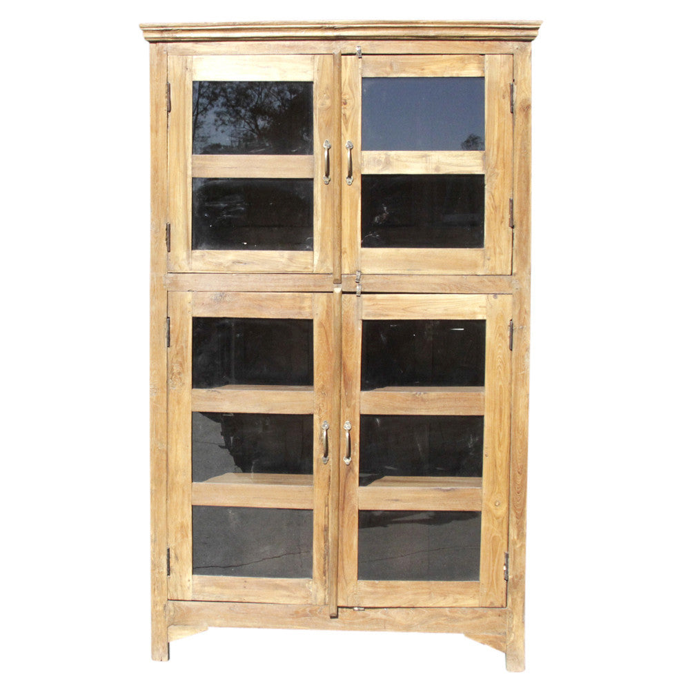 Teak Glass Colonial Bookcase