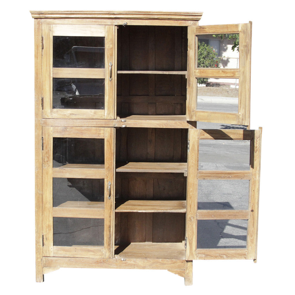 Teak Glass Colonial Bookcase