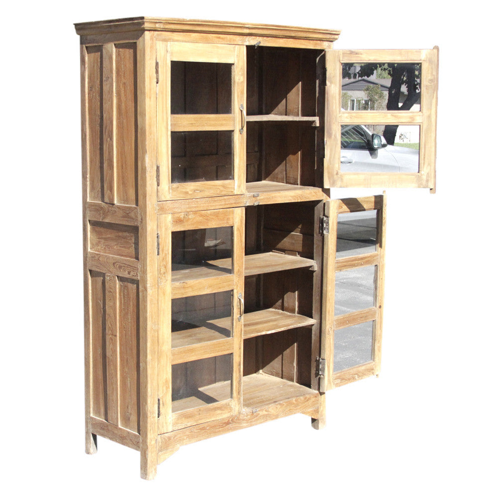 Teak Glass Colonial Bookcase