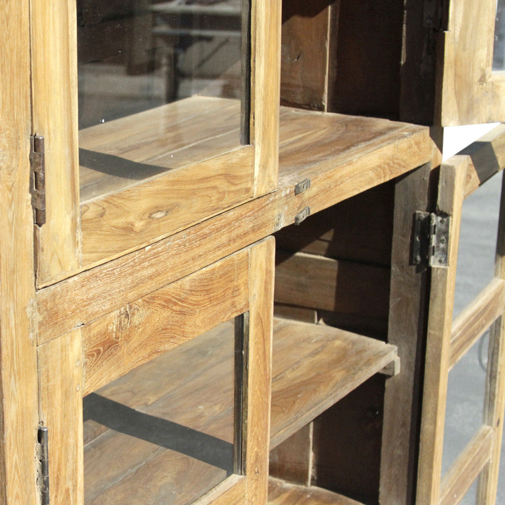 Teak Glass Colonial Bookcase