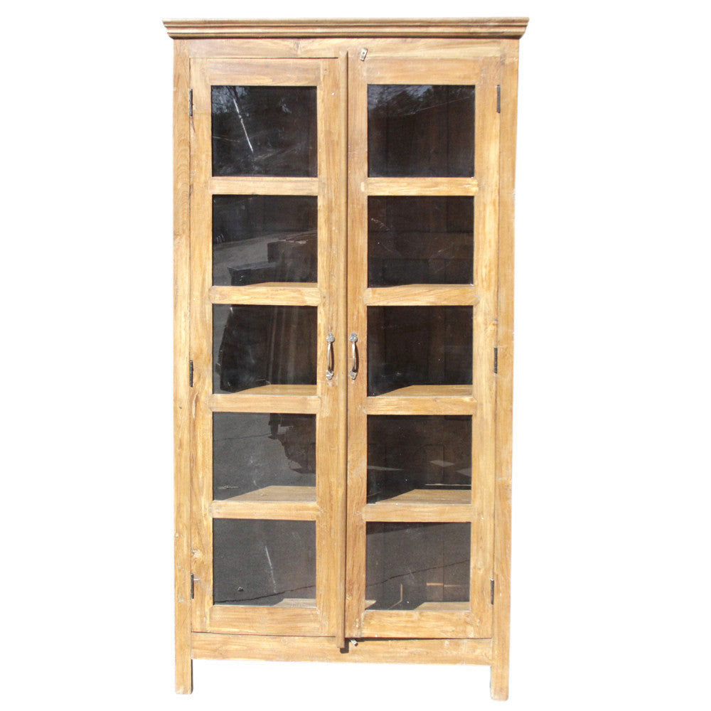 British Colonial Glass Door Bookcase